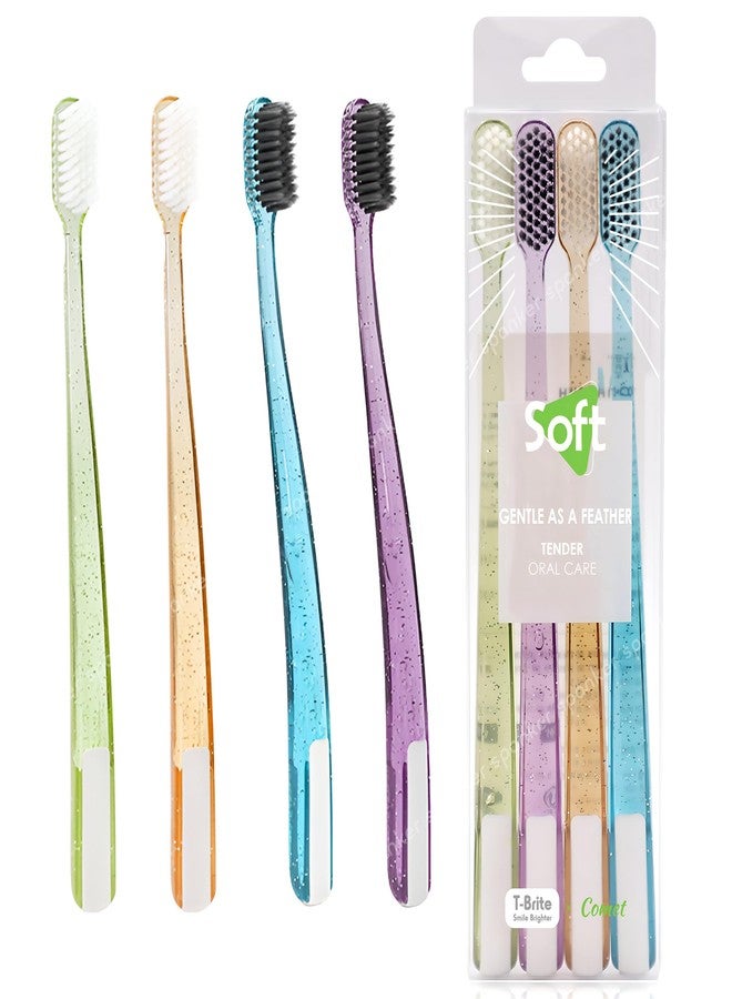 Spanker Pack of 4 Rounded Head 0.15mm Soft Bristle Toothbrush for Dextereous Cleaning Receding Gums for Good Cleaning Effect - Image 1